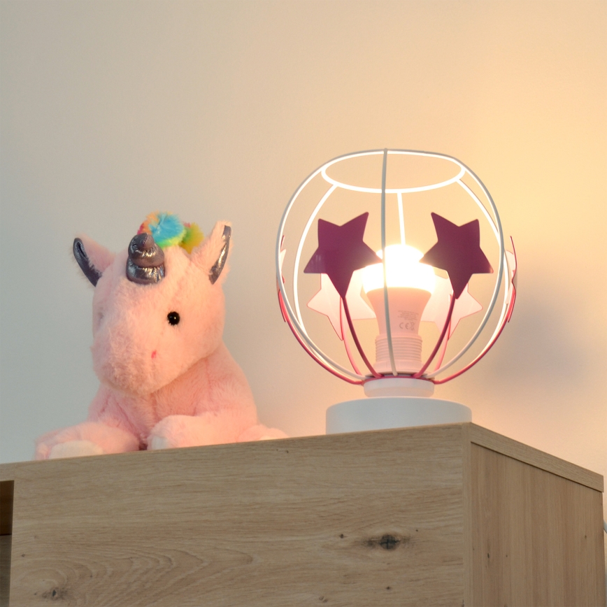 Lampe de table enfant STARS 1xE27/15W/230V rose/blanc