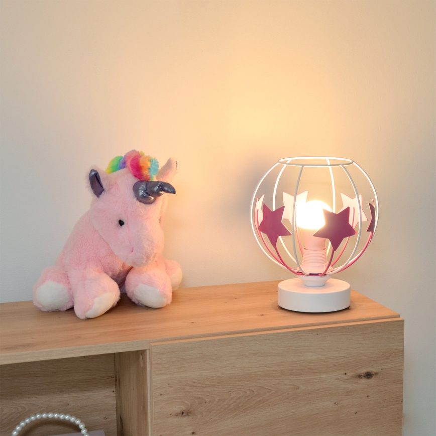 Lampe de table enfant STARS 1xE27/15W/230V rose/blanc