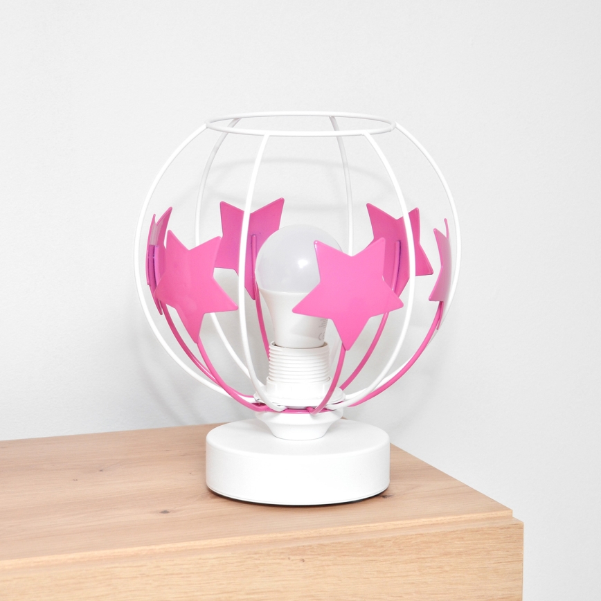 Lampe de table enfant STARS 1xE27/15W/230V rose/blanc