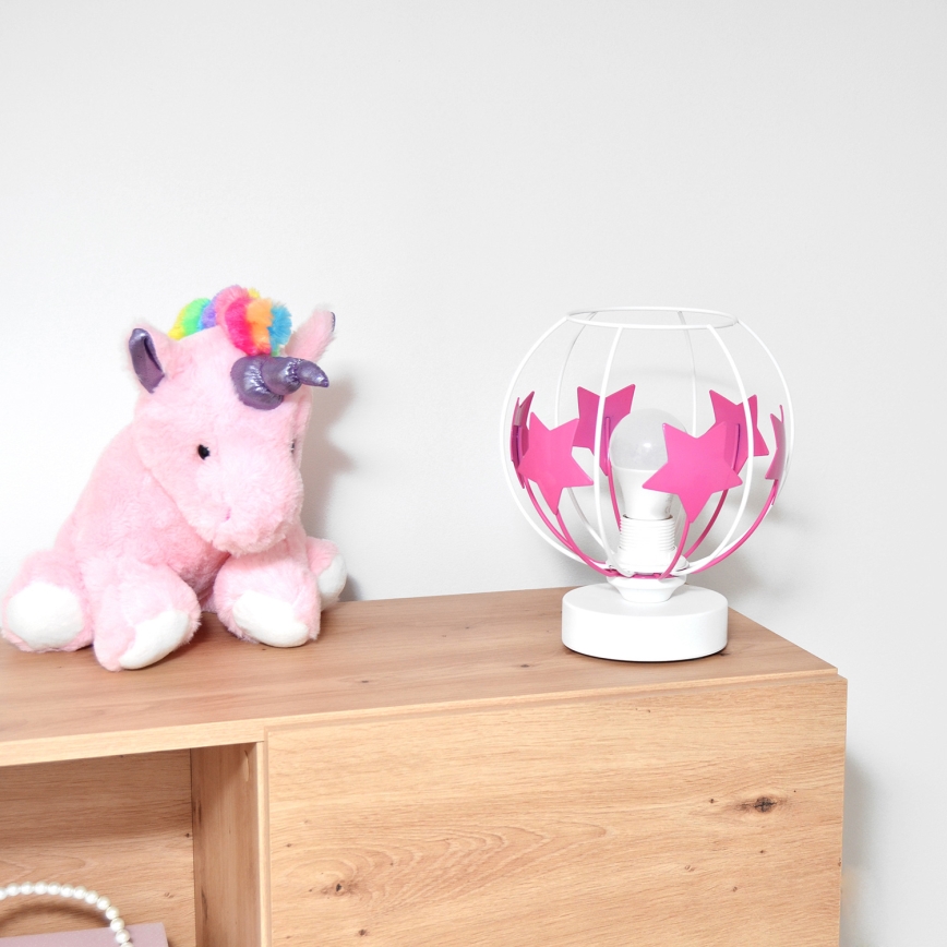 Lampe de table enfant STARS 1xE27/15W/230V rose/blanc