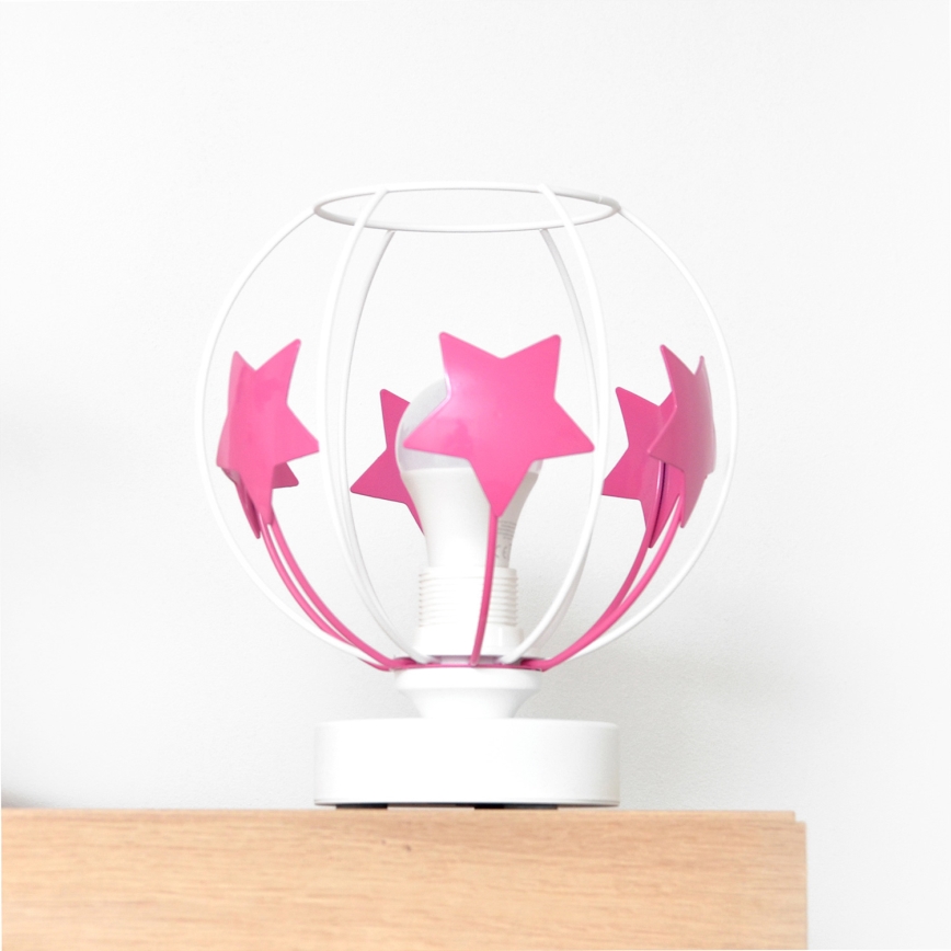 Lampe de table enfant STARS 1xE27/15W/230V rose/blanc