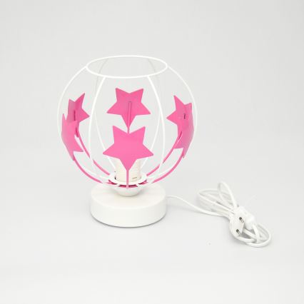 Lampe de table enfant STARS 1xE27/15W/230V rose/blanc