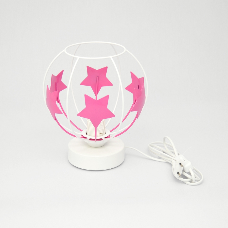 Lampe de table enfant STARS 1xE27/15W/230V rose/blanc