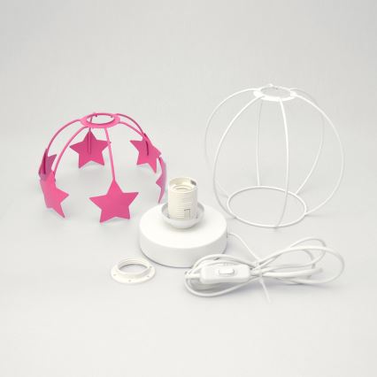 Lampe de table enfant STARS 1xE27/15W/230V rose/blanc
