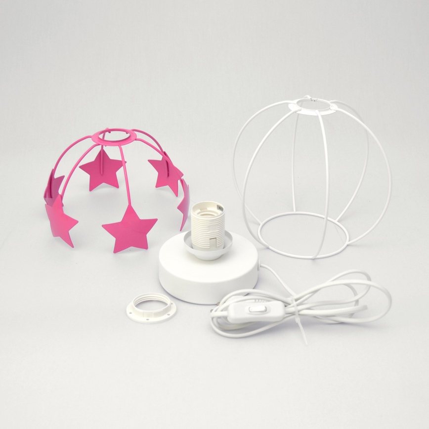 Lampe de table enfant STARS 1xE27/15W/230V rose/blanc