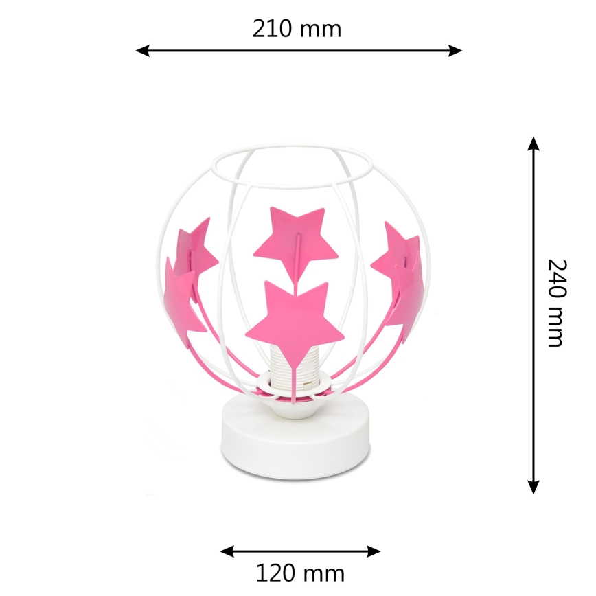 Lampe de table enfant STARS 1xE27/15W/230V rose/blanc