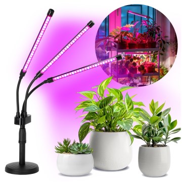 Lampe de table flexible à intensité variable pour la culture de plantes VITARO 3xLED/10W/230V noir
