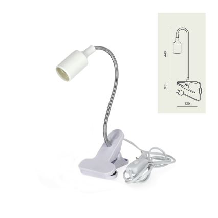 Lampe de table flexible avec pince CLIP 1xE27/30W/230V blanc