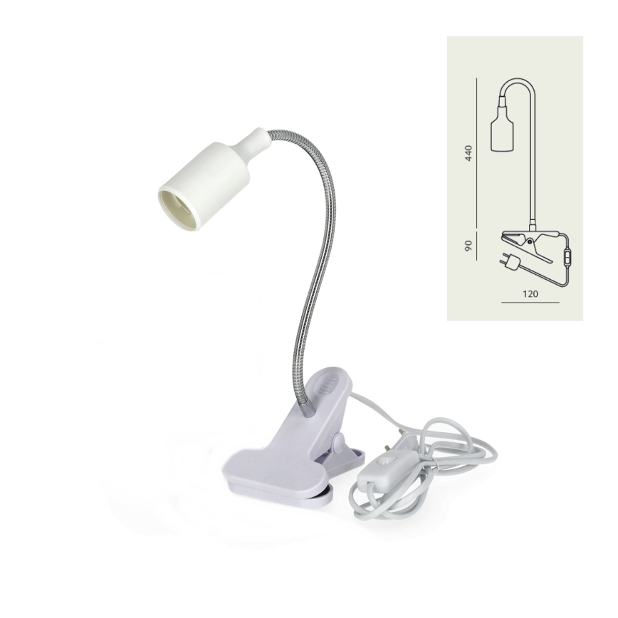 Lampe de table flexible avec pince CLIP 1xE27/30W/230V blanc