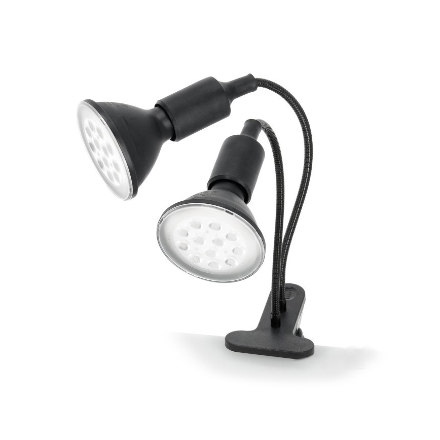 Lampe de table flexible avec pince pour la culture de plantes PLANTY 2xE27/30W/230V noir