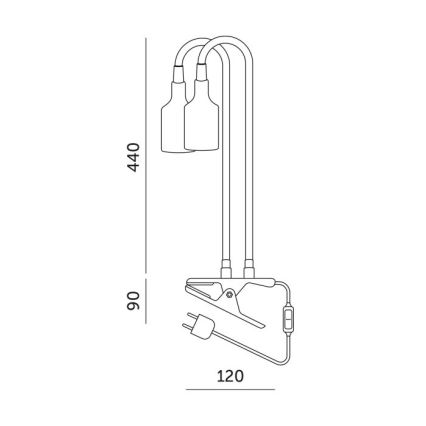 Lampe de table flexible avec pince pour la culture de plantes PLANTY 2xE27/30W/230V noir