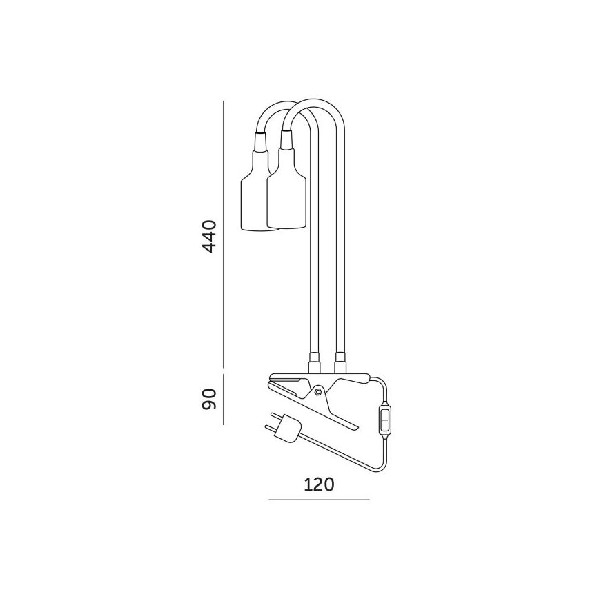 Lampe de table flexible avec pince pour la culture de plantes PLANTY 2xE27/30W/230V noir