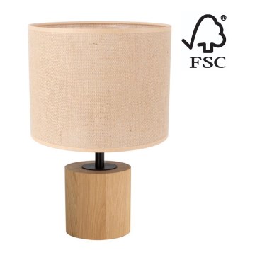 Lampe de table KRETA 1xE27/25W/230V chêne/orange - certifié FSC