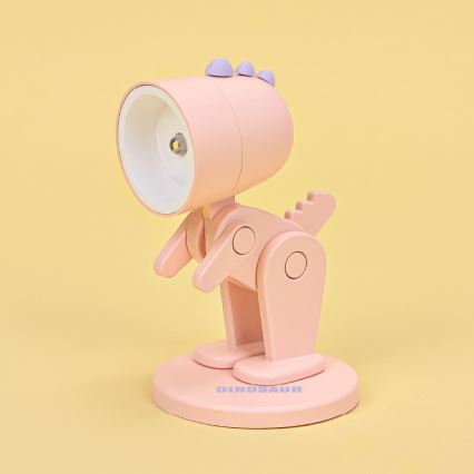 Lampe de table LED/0,06W/3xLR41 dinosaure rose