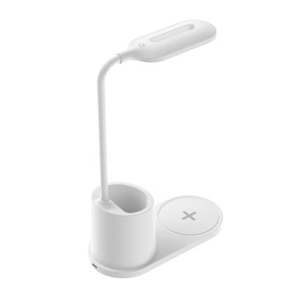 Lampe de table LED/3W/5V avec charge sans fil blanche