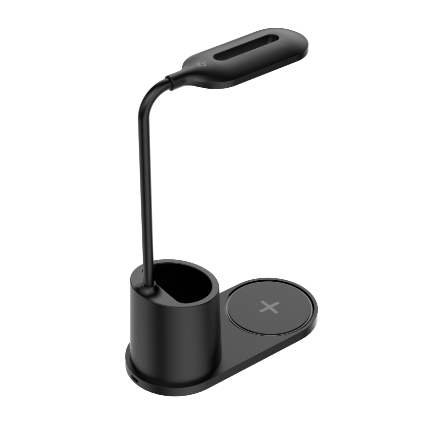 Lampe de table LED/3W/5V avec charge sans fil noir