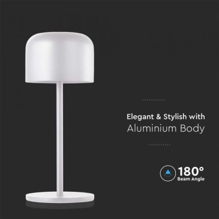 LED Lampe de table tactile rechargeable et à intensité variable LED/1,5W/5V 2700-5700K IP54 2200 mAh blanc