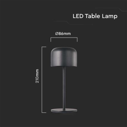 LED Lampe de table tactile rechargeable et à intensité variable LED/1,5W/5V 2700-5700K IP54 2200 mAh noir