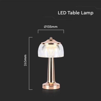 LED Lampe de table tactile rechargeable et à intensité variable LED/1W/5V 3000-6000K 1800 mAh Rose doré