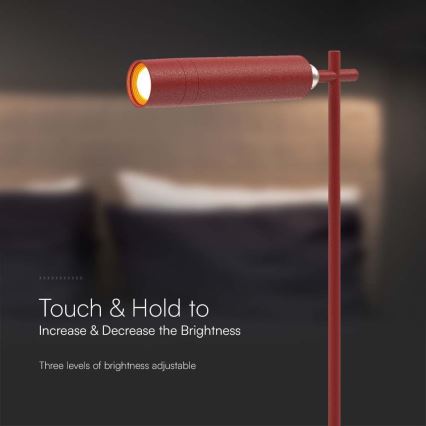 Lampe de table LED rechargeable à intensité variable magnétique LED/3W/5V 4000K 1500 mAh rouge