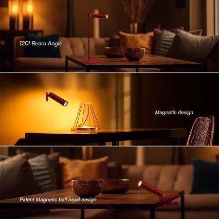 Lampe de table LED rechargeable à intensité variable magnétique LED/3W/5V 4000K 1500 mAh rouge