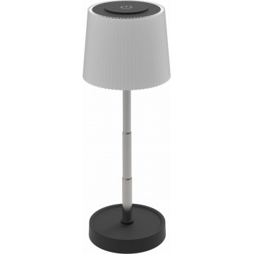 Lampe de table LED d'extérieur tactile et dimmable, rechargeable, 2W/5V, IP44, 1200 mAh, gris