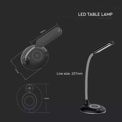 Lampe de table LED dimmable LED/5W/230V avec charge sans fil