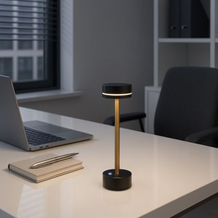 Lampe de table LED rechargeable à intensité variable SAM LED/5W/5V 3600 mAh noir/doré