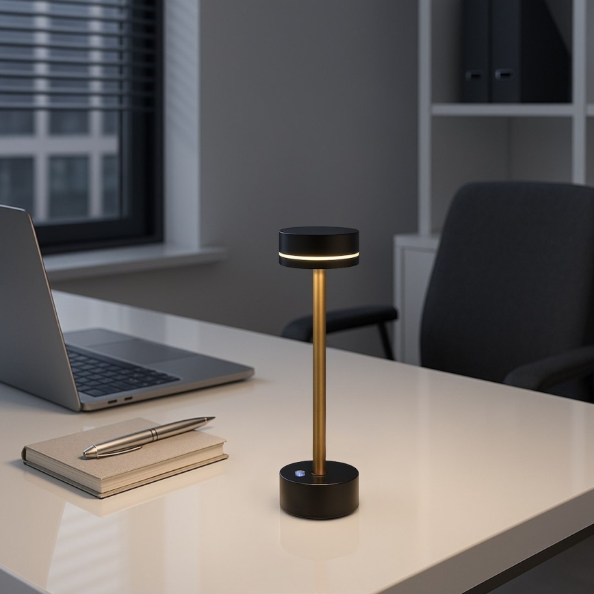 Lampe de table LED rechargeable à intensité variable SAM LED/5W/5V 3600 mAh noir/doré