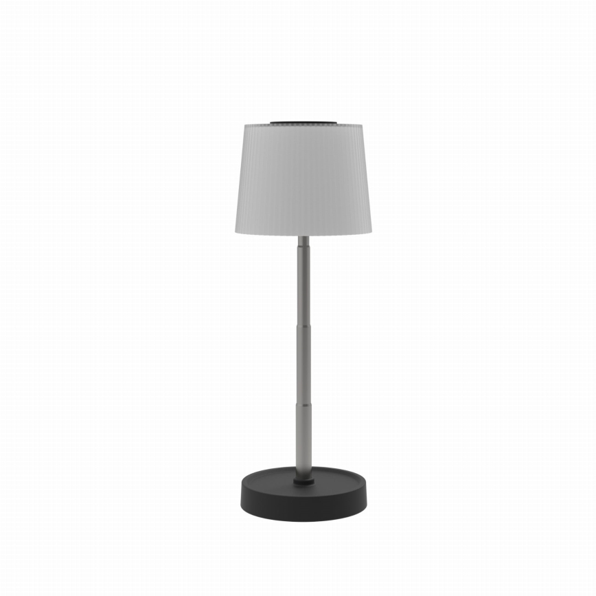 Lampe de table LED d'extérieur tactile et dimmable, rechargeable, 2W/5V, IP44, 1200 mAh, gris