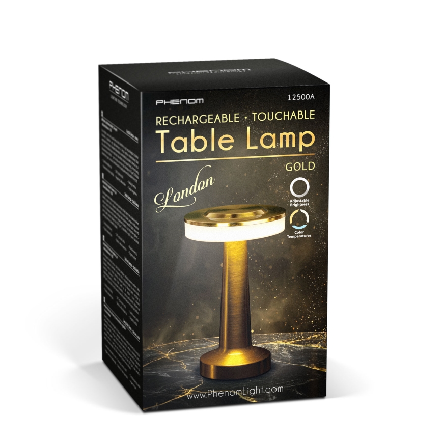 Lampe de bureau LED dimmable rechargeable LONDON LED/2W/5V 2700K/4000K/6500K 400 mAh dorée