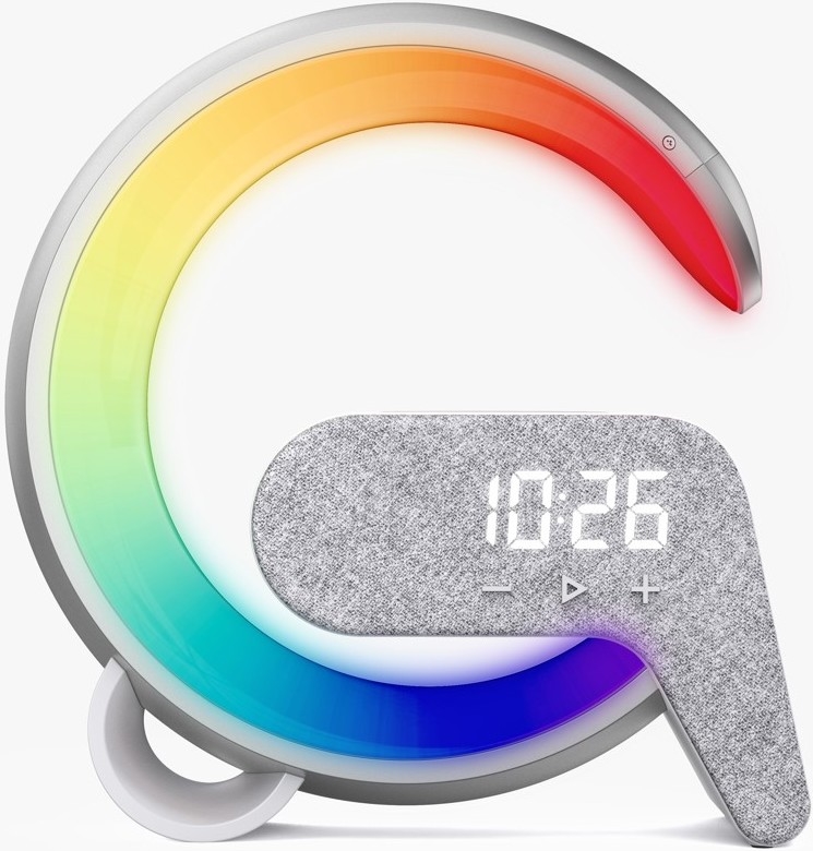 Lampe de table LED RGB à intensité variable avec réveil et Qi charge 30W/230V argent