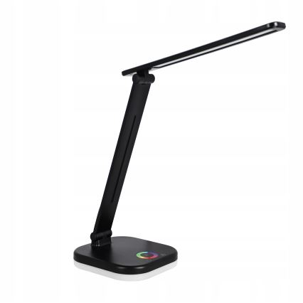 Lampe de table LED RGBW dimmable avec charge sans fil LED/7W/5V USB noire