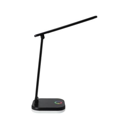 Lampe de table LED RGBW dimmable avec charge sans fil LED/7W/5V USB noire