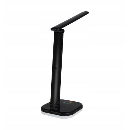 Lampe de table LED RGBW dimmable avec charge sans fil LED/7W/5V USB noire