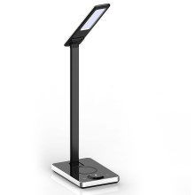 Lampe de table LED tactile à intensité variable à recharge sans fil LED/7W/5V 3000-6500K USB noire