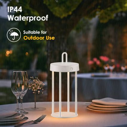 Lampe de table LED tactile rechargeable d'extérieur dimmable GENTLE LED/1,5W/3,7V 3000 mAh IP44 blanche