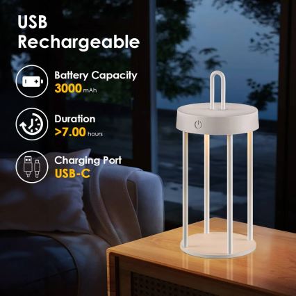 Lampe de table LED tactile rechargeable d'extérieur dimmable GENTLE LED/1,5W/3,7V 3000 mAh IP44 blanche