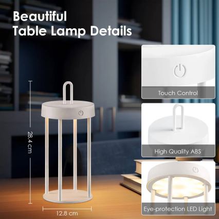 Lampe de table LED tactile rechargeable d'extérieur dimmable GENTLE LED/1,5W/3,7V 3000 mAh IP44 blanche