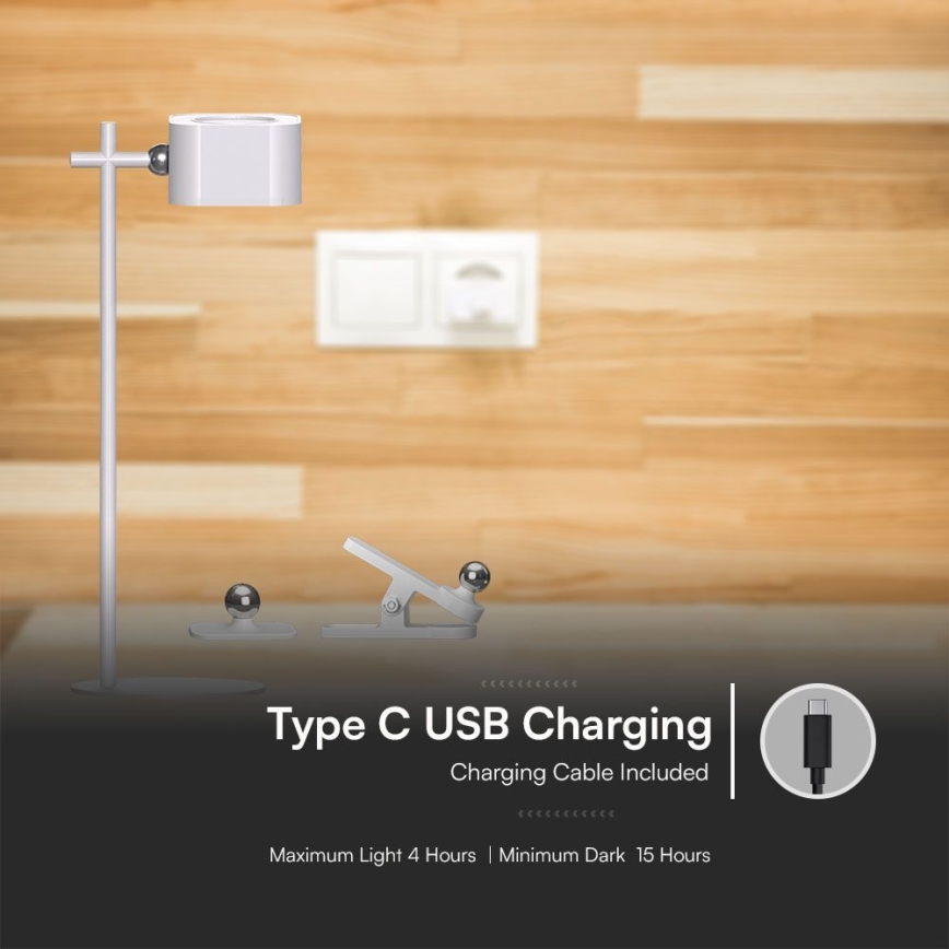 Lampe de table magnétique rechargeable à intensité variable LED 4en1 LED/3W/5V 3000-6000K 1800 mAh blanc