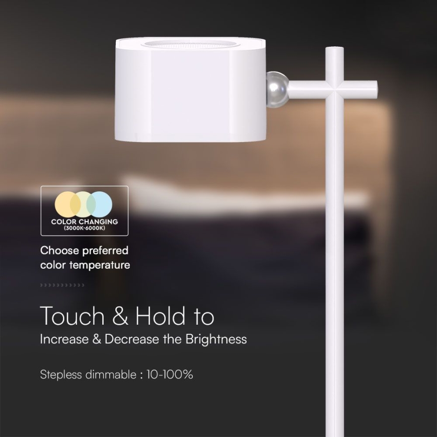 Lampe de table magnétique rechargeable à intensité variable LED 4en1 LED/3W/5V 3000-6000K 1800 mAh blanc