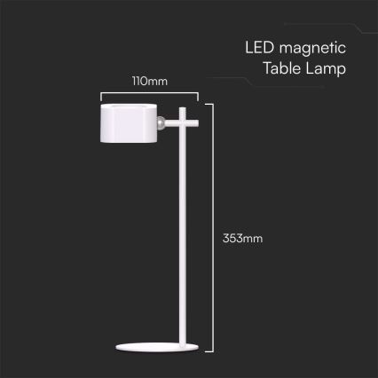 Lampe de table magnétique rechargeable à intensité variable LED 4en1 LED/3W/5V 3000-6000K 1800 mAh blanc