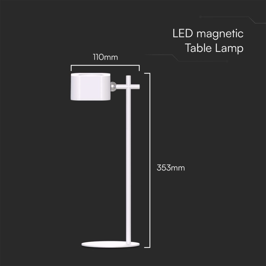 Lampe de table magnétique rechargeable à intensité variable LED 4en1 LED/3W/5V 3000-6000K 1800 mAh blanc