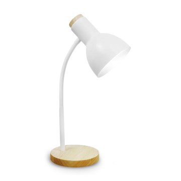 Lampe de table MARMA 1xE27/40W/230V blanche/bois d'hévéa