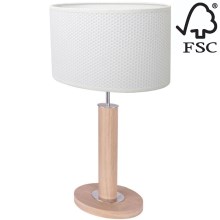 Lampe de table MERCEDES 1xE27/40W/230V 46 cm blanc/chêne – FSC certifié
