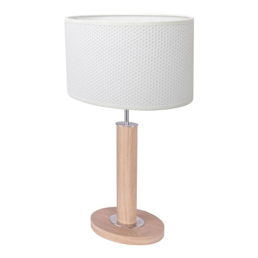 Lampe de table MERCEDES 1xE27/40W/230V 46 cm blanc/chêne