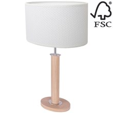 Lampe de table MERCEDES 1xE27/40W/230V 60 cm blanc/chêne – FSC certifié