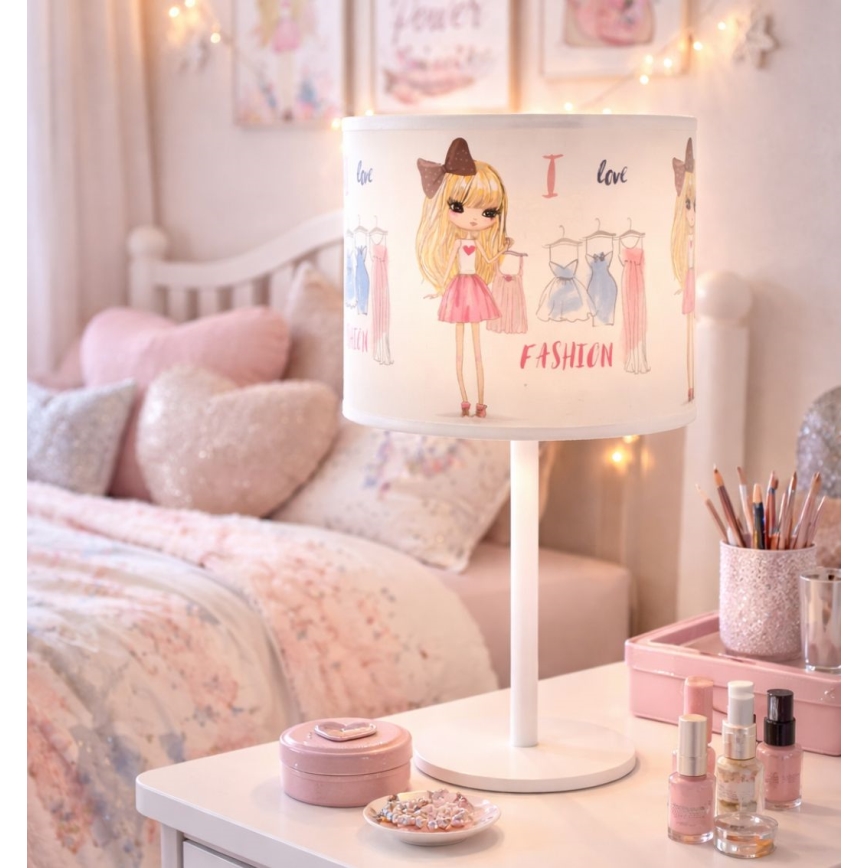 Lampe de table pour enfant GIRLS VIBES 1xE27/60W/230V Ø 18 cm J'aime la mode