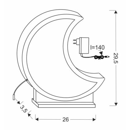 Lampe de table pour enfant LED MOON LED/12W/230V gris