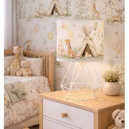 Lampe de table pour enfants KIDS ROOM 1xE27/60W/230V Ø 18 cm à motifs d'animaux